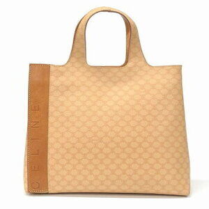 Celine Macadam Handbag Cream Beige Tan Orange Brown Leather Slightly